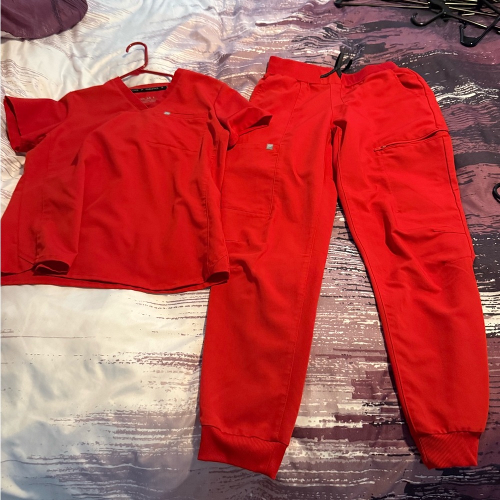 Fabletics Bold Red Scrubs Set
